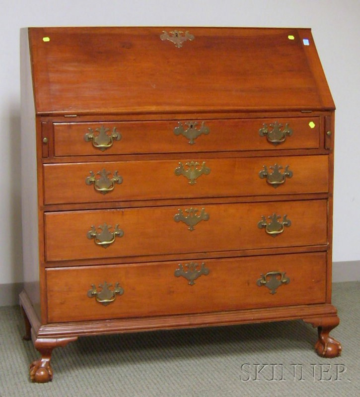 Appraisal: Chippendale Carved Cherry Slant-lid Desk wd in