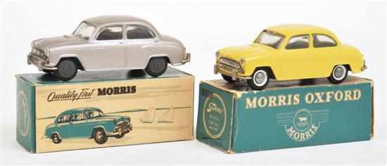 Appraisal: TWO TEKNO MORRIS OXFORDS one pale yellow cast metal hubs