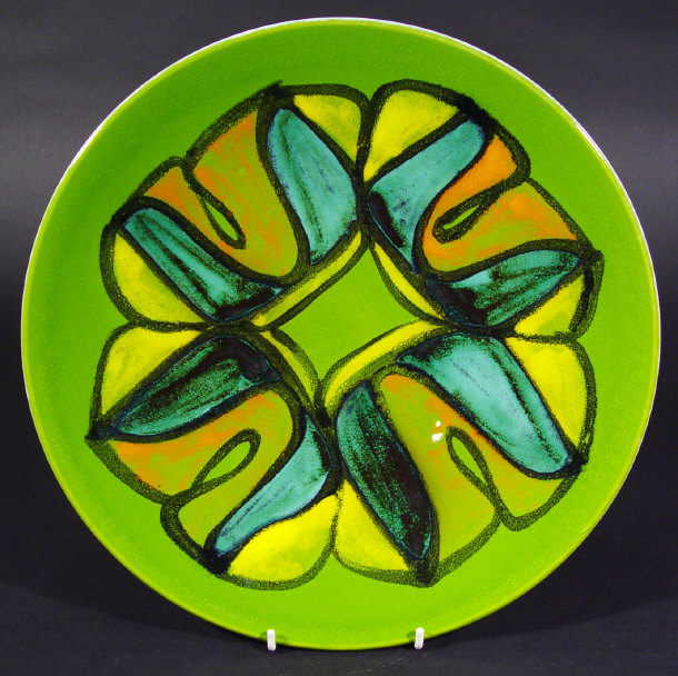 Appraisal: Poole Pottery Delphis charger decorated with an abstract yellow and