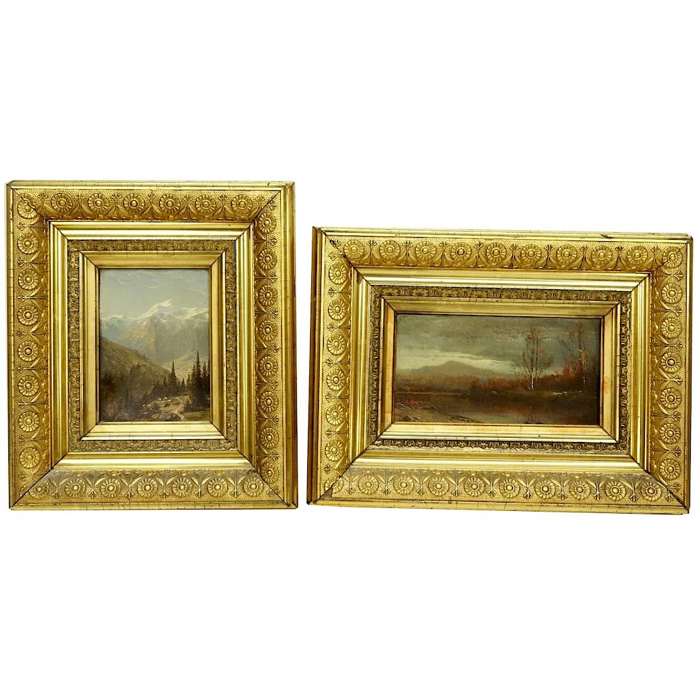 Appraisal: Two Small European School Oil Paintings On Card Two Small