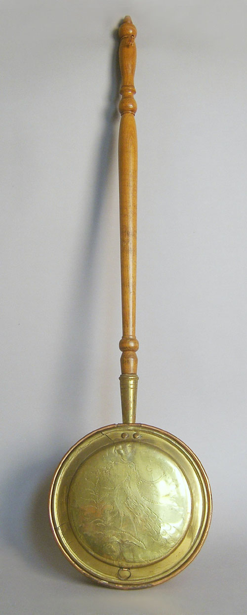 Appraisal: Brass and copper bedwarmer ca l