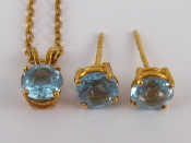 Appraisal: A pair of carat gold blue topaz stud earrings topaz