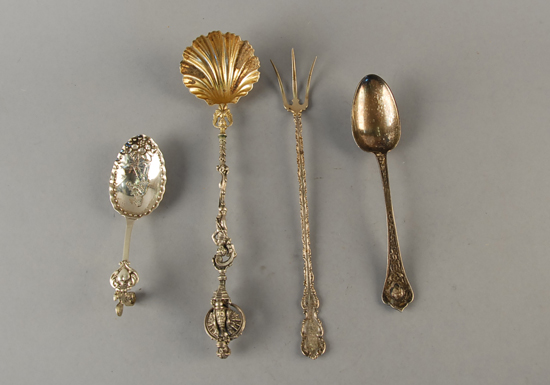 Appraisal: Four Silver Flatware Items a th C English sterling spoon