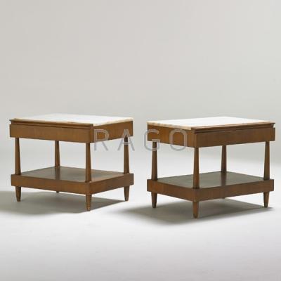 Appraisal: JOHNSON FURNITURE CO Pair of single-drawer side tables Grand Rapids