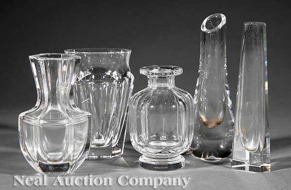 Appraisal: A Group of Five Crystal Bud Vases including three signed