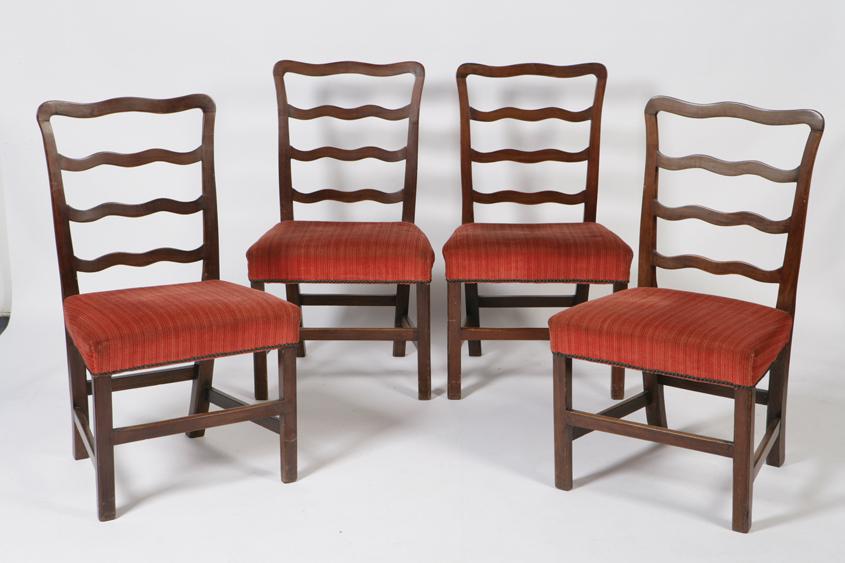 Appraisal: A MATCHED SET OF SIX GEORGE III MAHOGANY LADDERBACK DINING