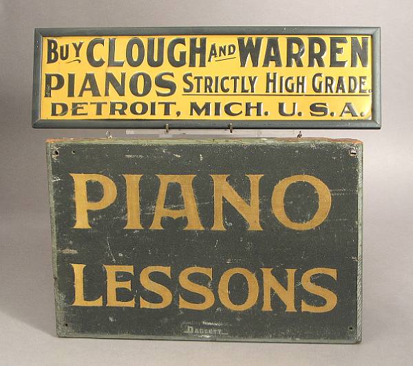 Appraisal: Piano themed advertising signs Grouping of early-mid th century advertising