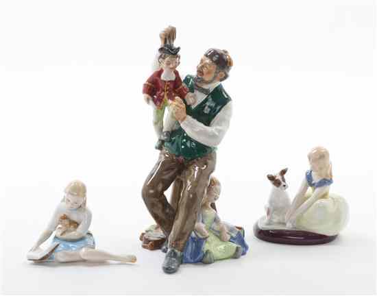 Appraisal: Three Royal Doulton Porcelain Figural Groups comprising Puppetmaker Golden Days