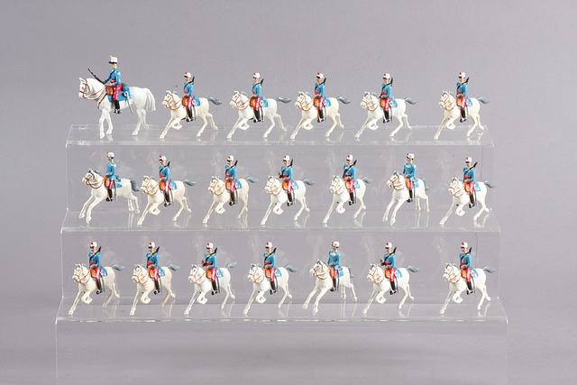 Appraisal: Lot of metal mounted figures representing Austrian cavalry circa Gloss