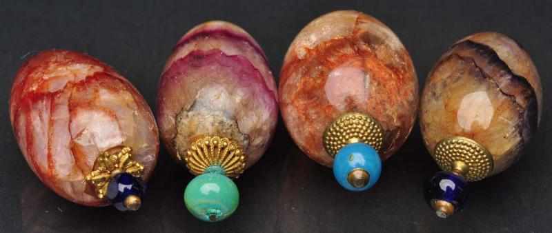 Appraisal: Lot of Polished Stone Perfume Bottles All are egg-shaped Condition