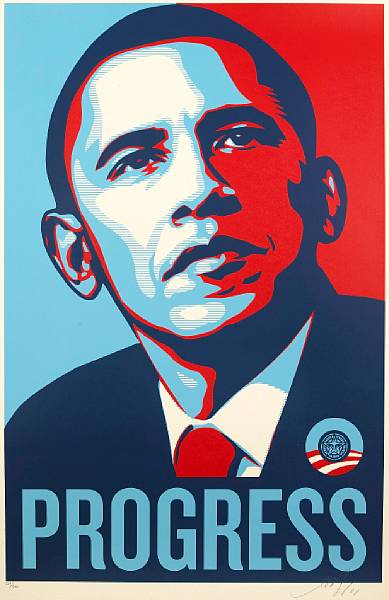 Appraisal: Shepard Fairey American born Progress Screenprint in colors on wove