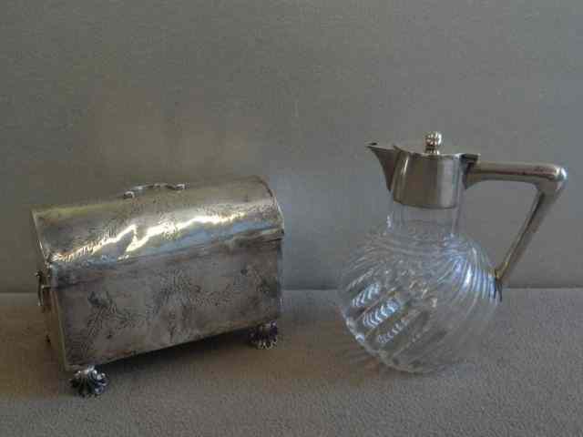 Appraisal: SILVER Pieces th C European SilverBox together with a Vienna