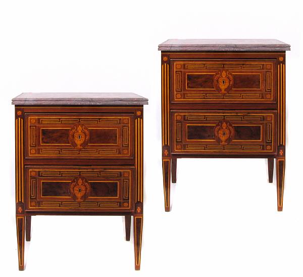 Appraisal: A pair of Italian Neoclassical style inlaid commodini height in