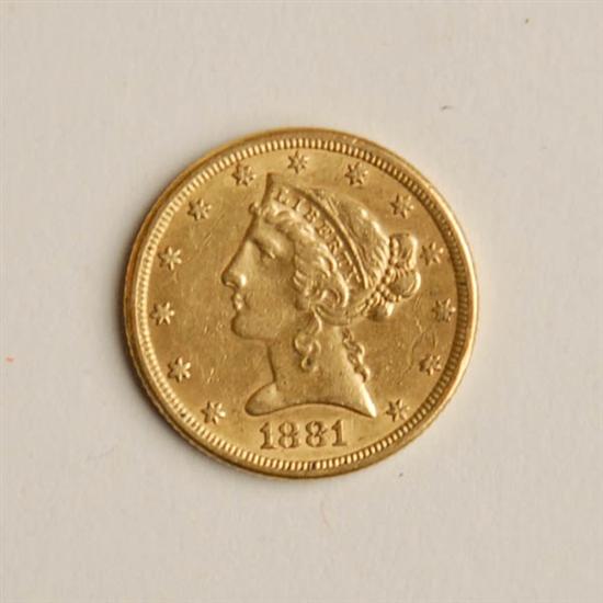 Appraisal: Liberty Head Five Dollar Gold Piece