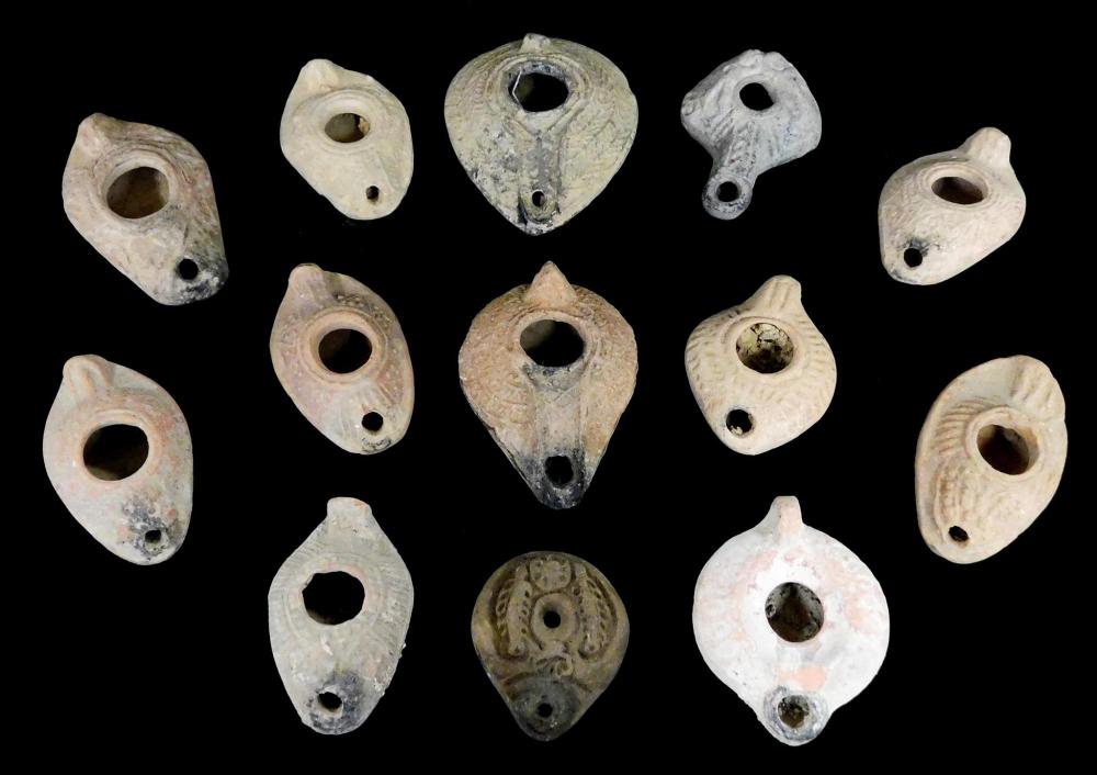 Appraisal: ANTIQUITY Roman Empire oil lamps thirteen pieces st to th