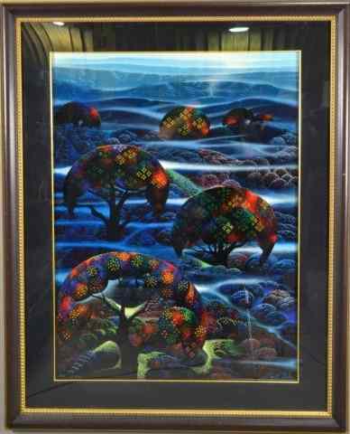 Appraisal: EYVIND EARLE LIMITED EDITION SERIGRAPHFantasy portrayal of colorful patterned trees