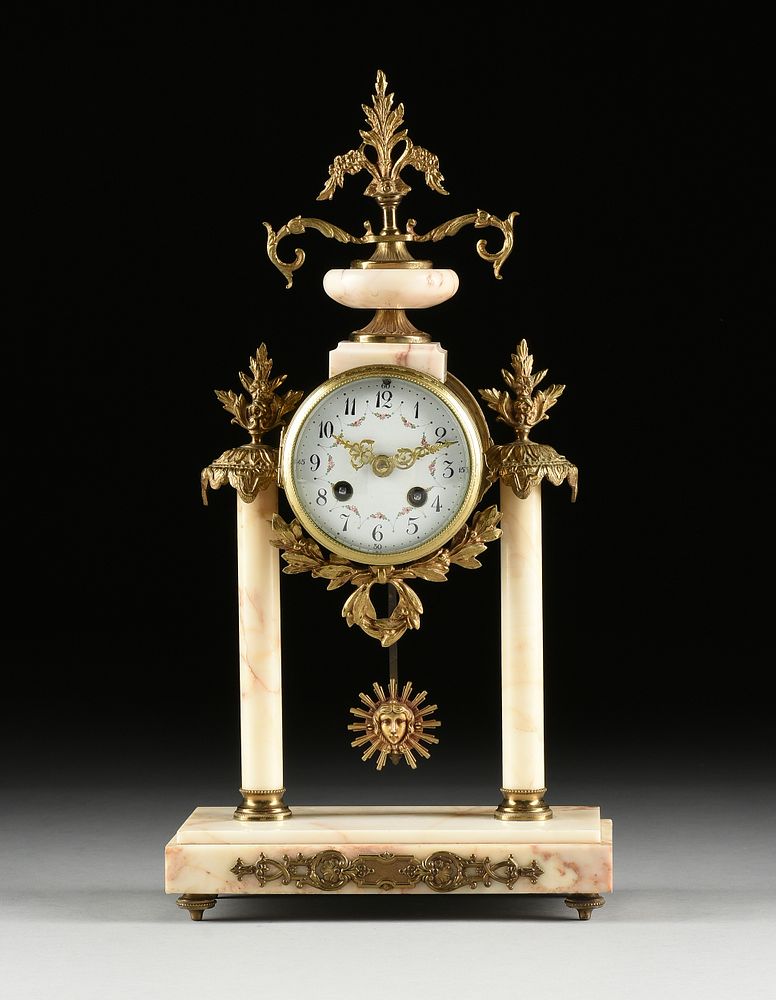 Appraisal: A LOUIS XVI REVIVAL GILT BRONZE AND MARBLE CLOCK CLOCKWORKS