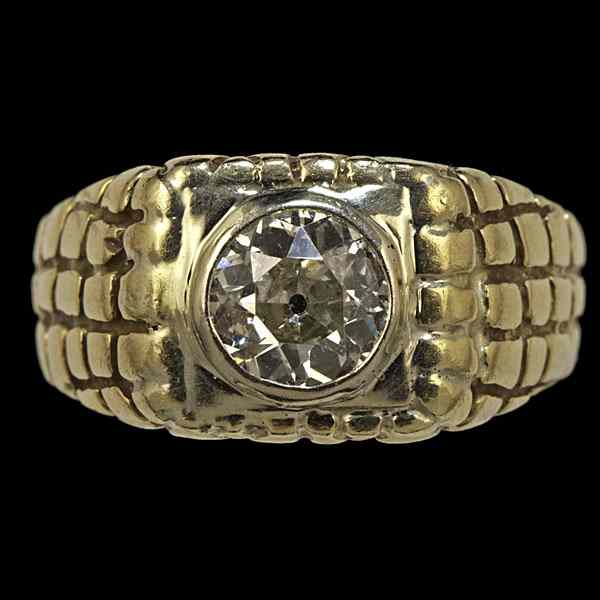 Appraisal: k Gentleman's Diamond Signet Ring k yellow gold gentleman's signet