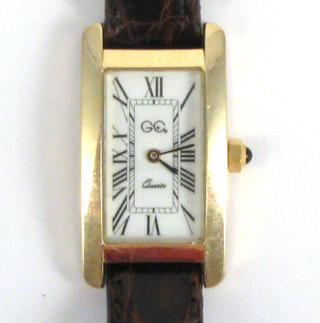 Appraisal: LADY'S GC WRISTWATCH having a rectangular K yellow gold case