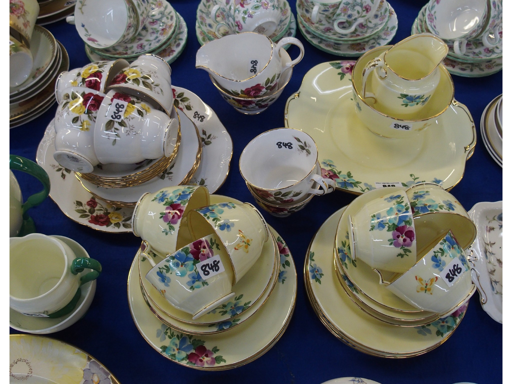 Appraisal: Crown Staffordshire Pansy decorated teawares and Crown Essex Richmond Rose