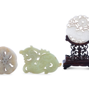 Appraisal: Three Chinese Jade Plaques Late th to early th Century