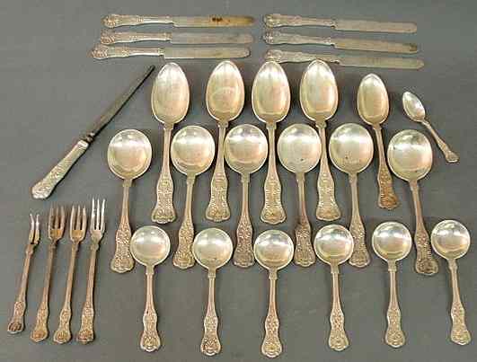 Appraisal: Partial sterling silver flatware service in the Kings pattern by