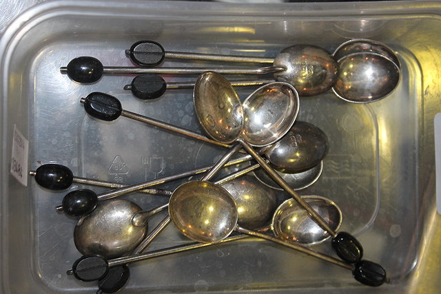 Appraisal: A SMALL COLLECTION OF ELEVEN SILVER COFFEE BEAN SPOONS different