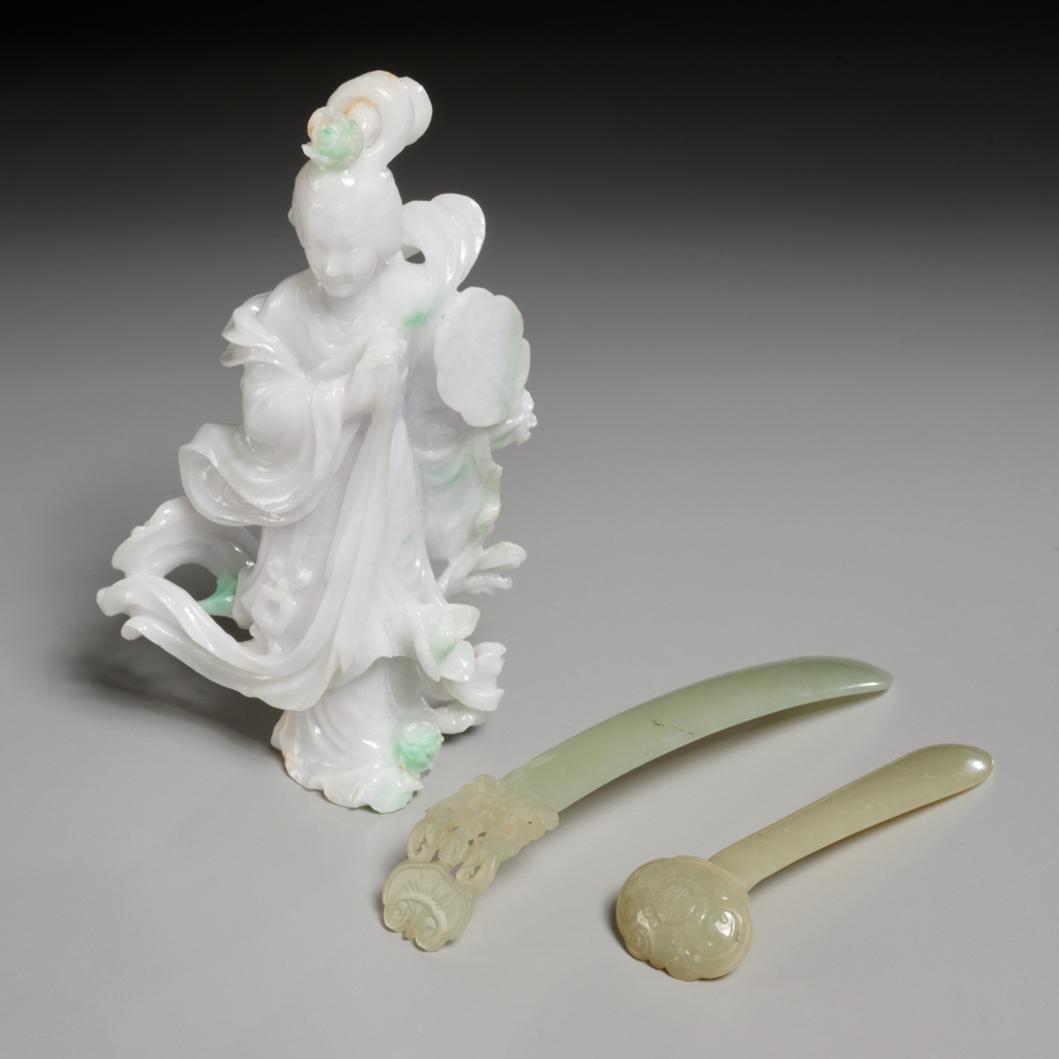 Appraisal: CHINESE CARVED JADE OBJECTS INCL GUANYIN th th c incl