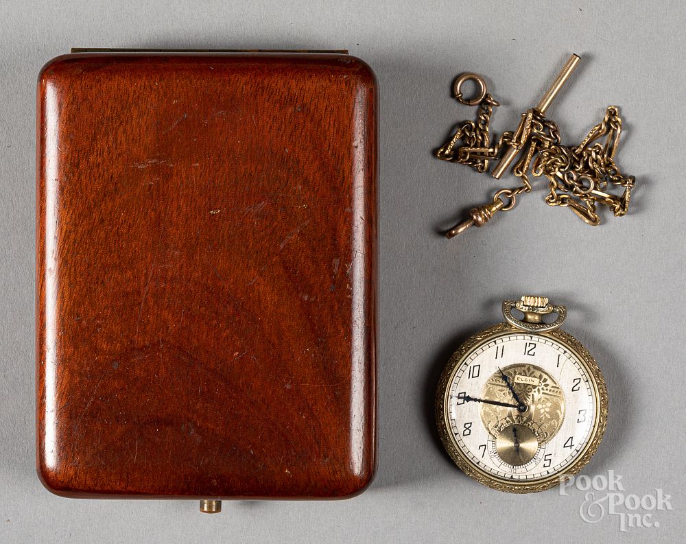 Appraisal: Elgin gold filled pocket watch and fob Elgin gold filled