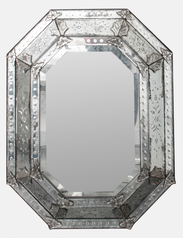 Appraisal: VENETIAN OCTAGONAL ETCHED WALL MIRROR Antique Venetian octagonal wall mirror