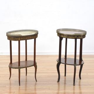 Appraisal: Louis XVI gilt bronze mounted side tables Louis XVI gilt