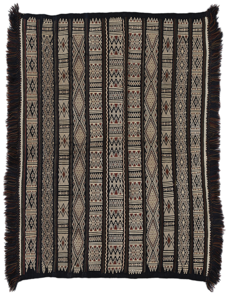 Appraisal: Hand-Woven Wool Textile possibly Africa vertical rows of geometric elements