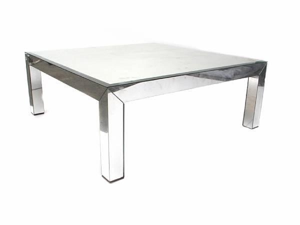 Appraisal: A contemporary mirrored low table height in width in depth