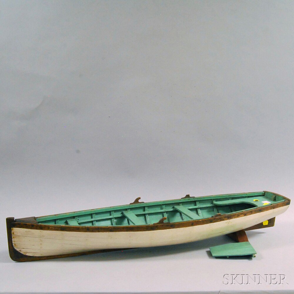 Appraisal: Painted Wooden Model of a Rowboat with lapped plank construction