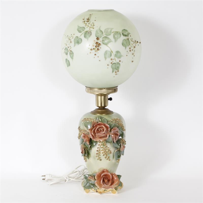 Appraisal: Green lustre Gone With the Wind GWTW applied porcelain rose