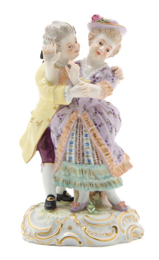 Appraisal: Meissen Porcelain Figural Group depicting a courting couple having crossed