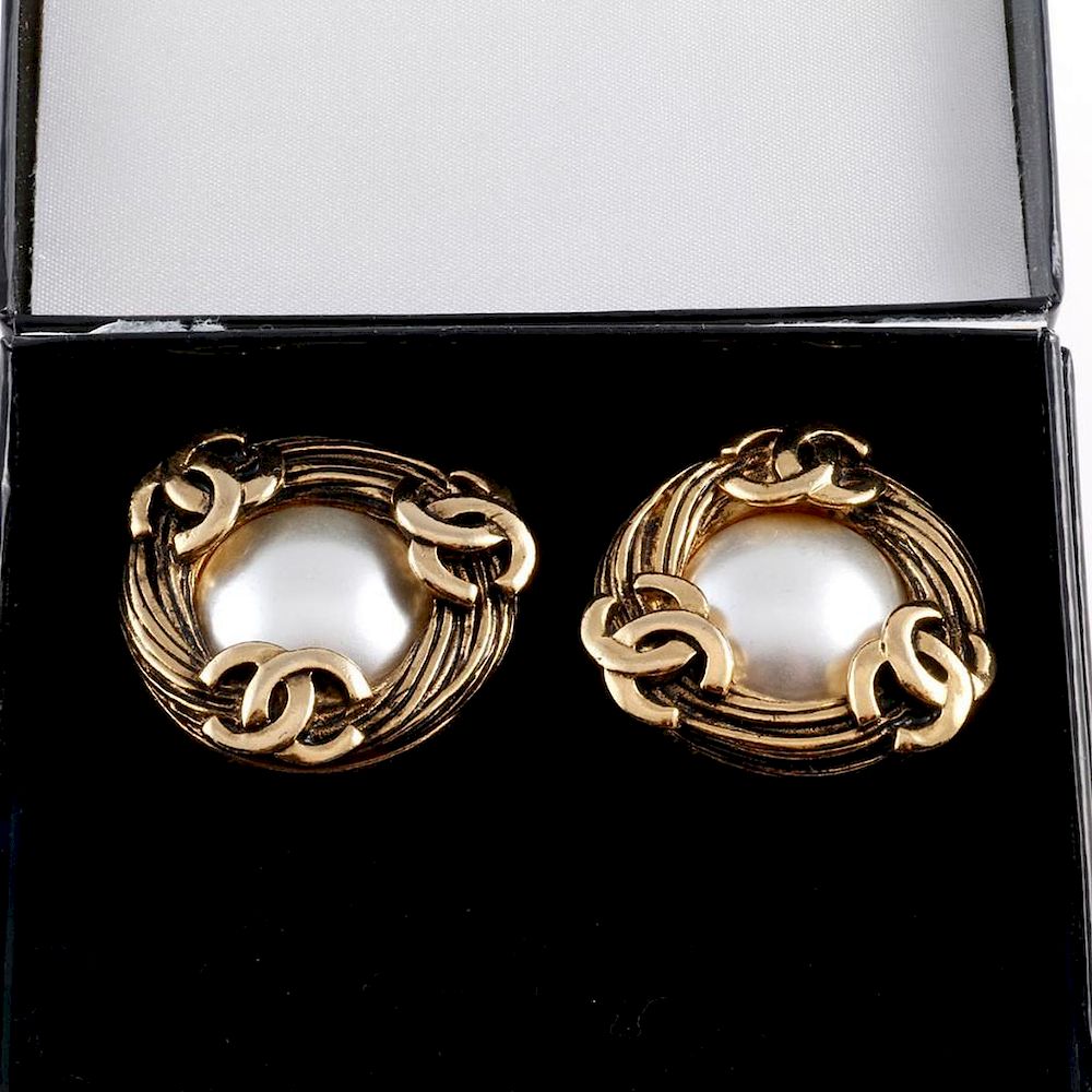 Appraisal: Chanel Vintage Clip-on Earrings with box diameter in