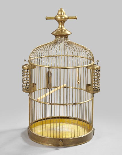 Appraisal: Monumental Continental Brass Birdcage first quarter th century of cylindrical