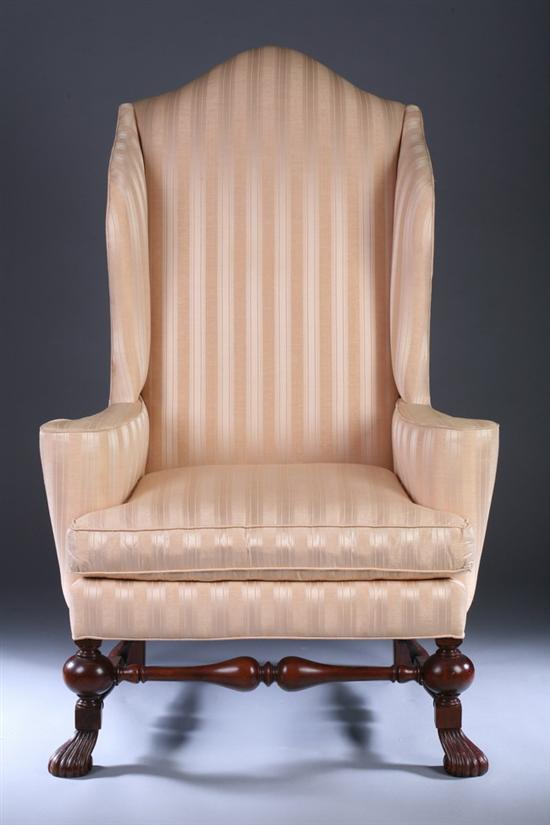 Appraisal: LATE BAROQUE STYLE MAHOGANY EASY CHAIR late th century Baker