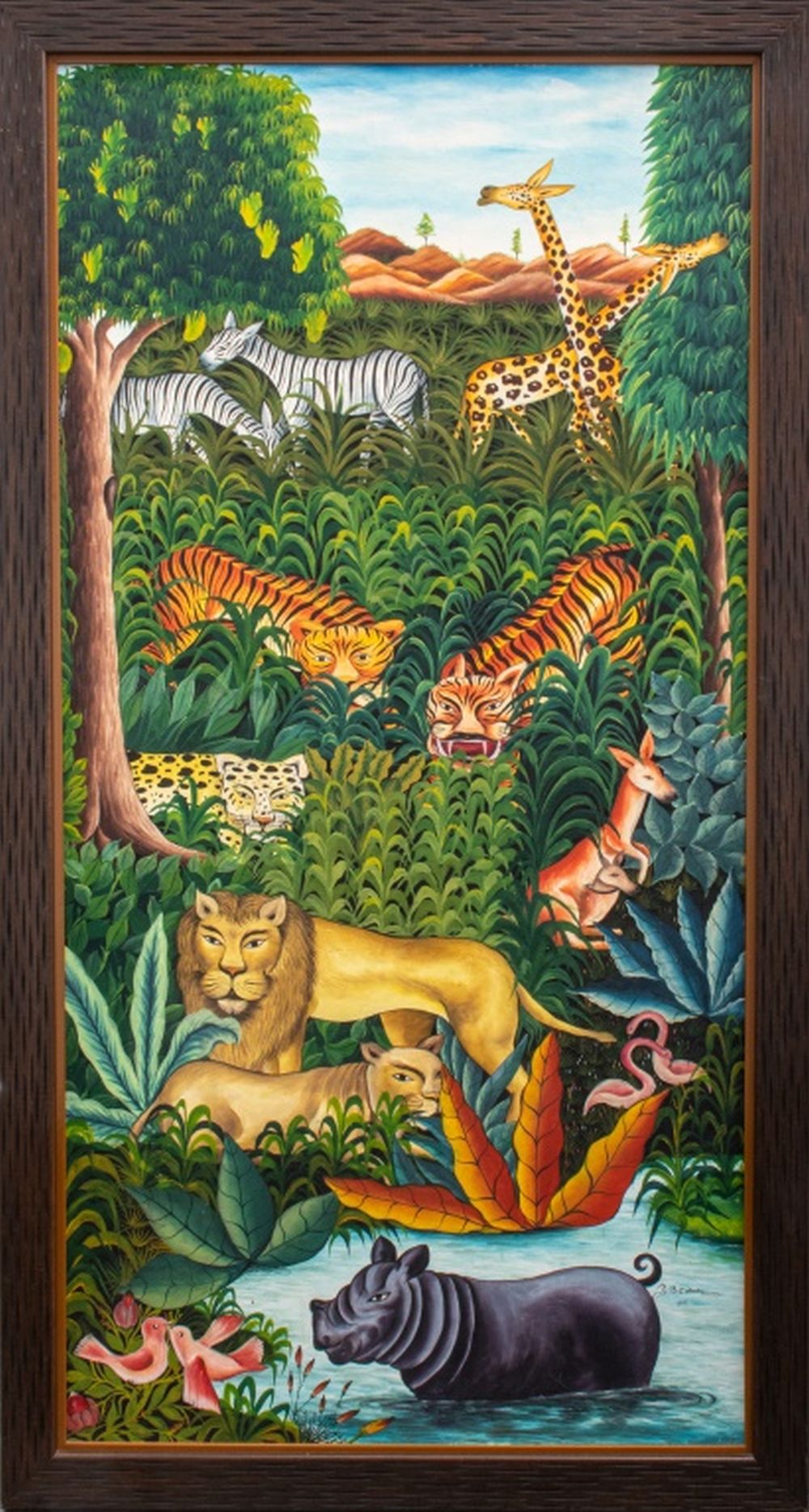 Appraisal: JEAN-BAPTISTE CELESTIN FOLK ART OIL ON CANVAS Jean-Baptiste Celestin Haitian