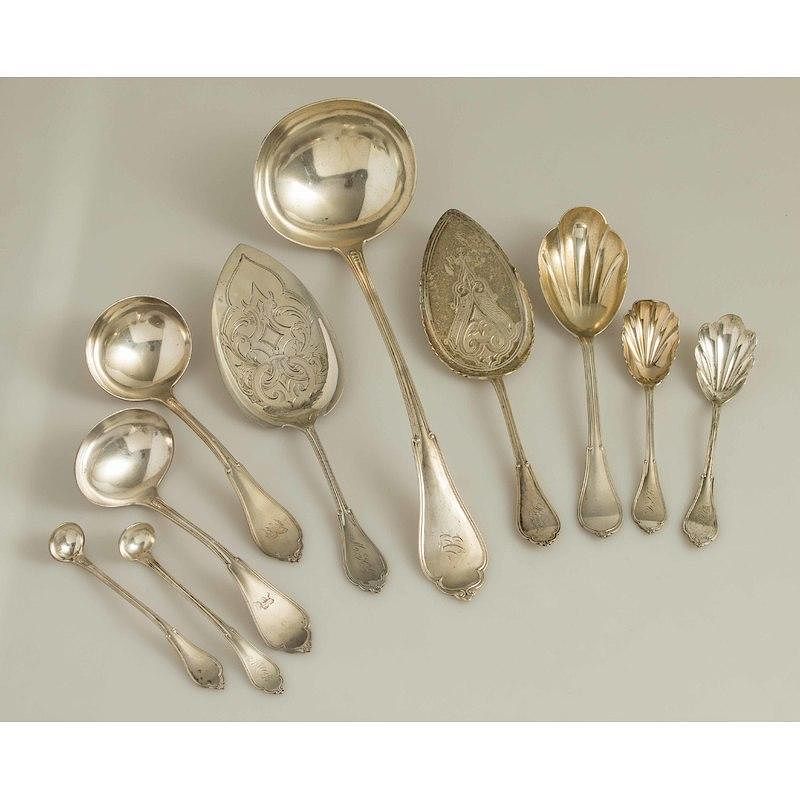 Appraisal: Silver Serving Pieces Gothic Pattern Ten silver serving pieces Gothic