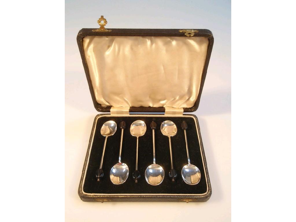 Appraisal: A set of six George VI silver coffee spoons Birmingham