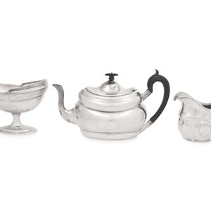 Appraisal: An Assembled Irish George III Silver Three-Piece Tea Service Dublin