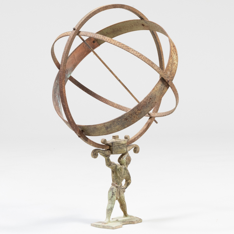 Appraisal: Atlas Verdigris Metal Armillary Sphere x x in Condition Lacking