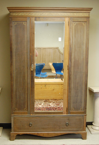 Appraisal: AN EDWARDIAN INLAID WALNUT WARDROBE English c featuring a single