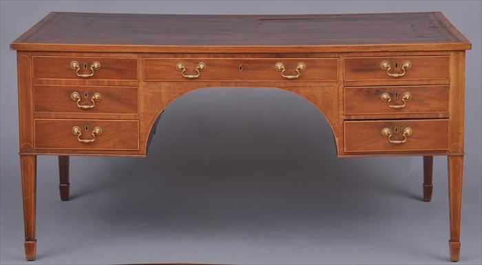 Appraisal: GEORGE III INLAID MAHOGANY PARTNER'S DESK The top with gold-tooled