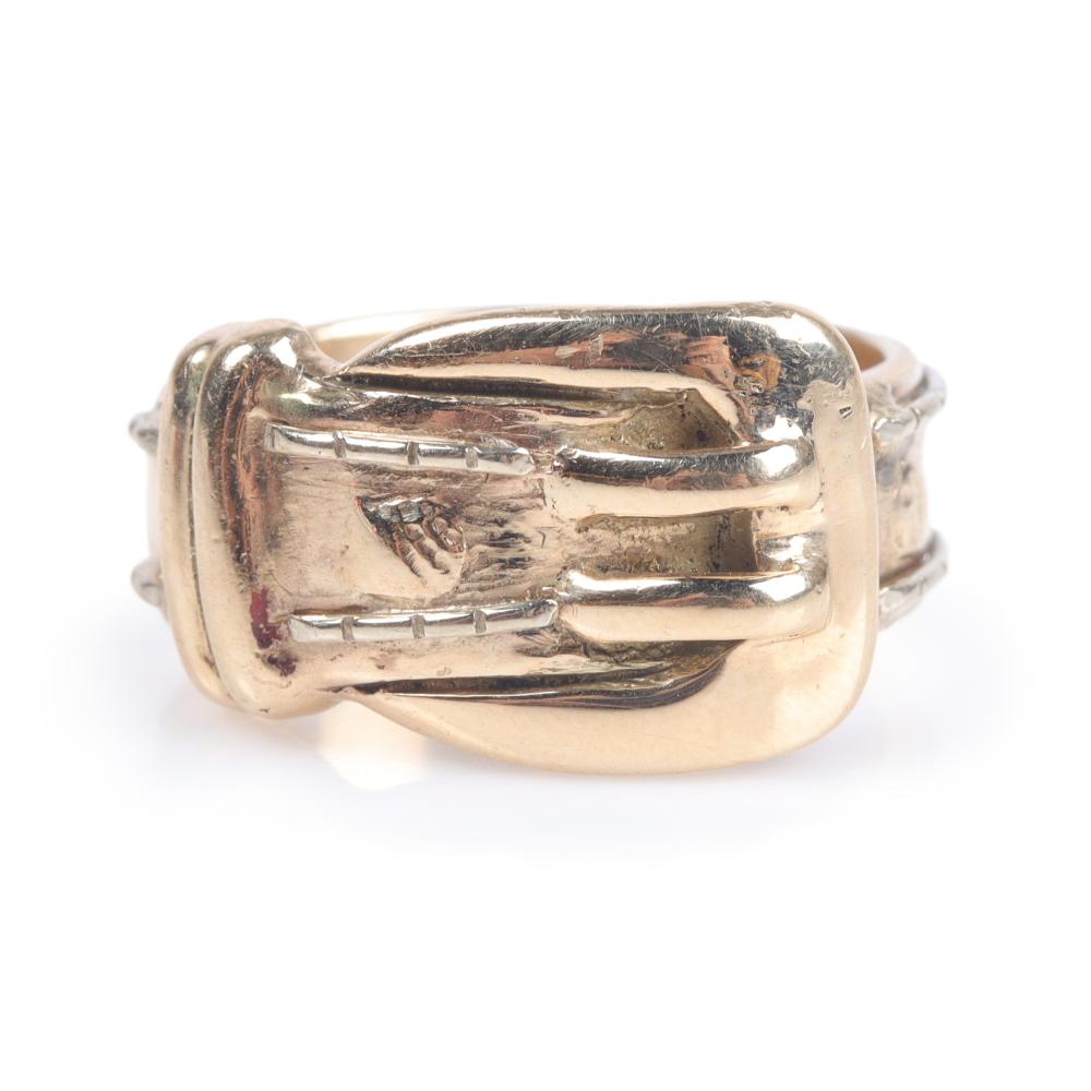 Appraisal: k yellow gold belt buckle ring Dwt mm at widest