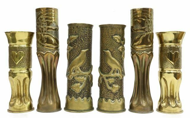 Appraisal: lot of French WWI-era trench art vases fashioned from artillery