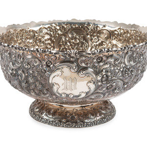 Appraisal: A Dominick Haff Repousse Silver Punchbowl New York Late th