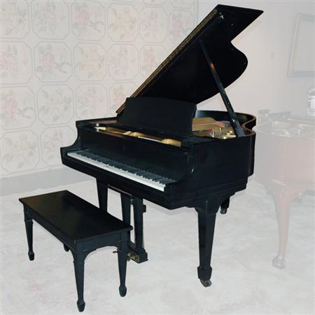 Appraisal: Steinway Sons Ebonized Baby Grand Piano Together with a Rectangular